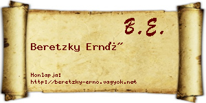 Beretzky Ernő névjegykártya